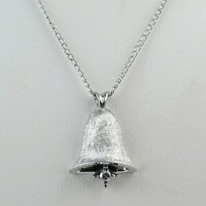 Unique Vintage Silver Bell Pendant Necklace